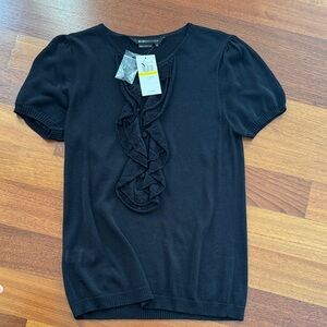 NWT Brand New BCBGMaxAzria Black Ruffle Blouse
